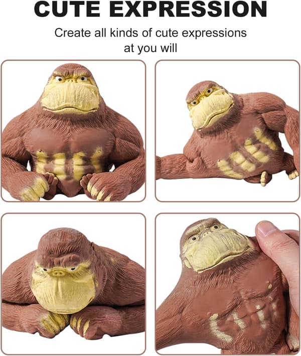 Gorilla Legetøjsfigur, Blød Squishy Elastisk Abe, Latex Fidget Ani