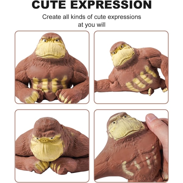Gorilla Toy Figure, Soft Squishy Elastic Monkey, Latex Fidget Ani