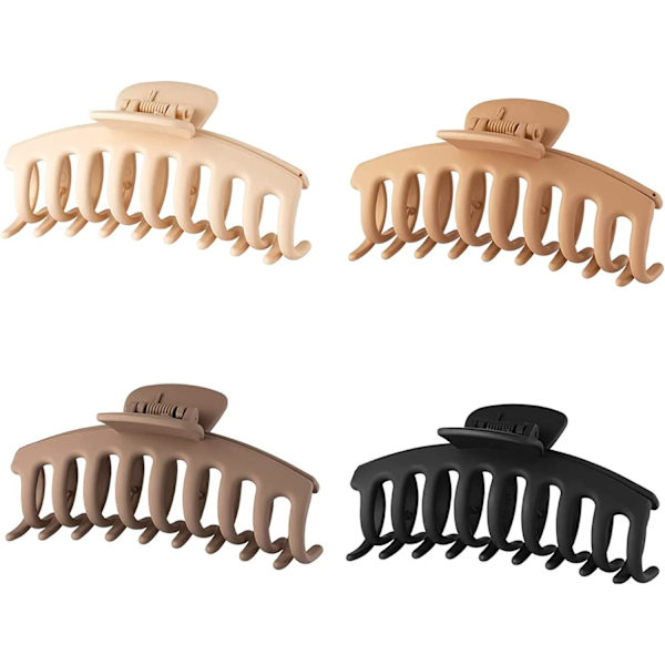 Sett med 4 store hårklipp, sklisikre, for kvinner, klobber for hår