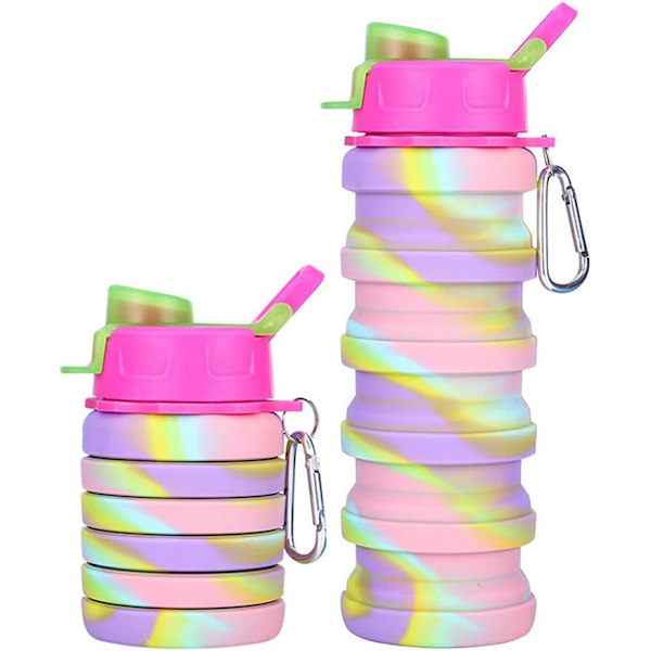 Silikon sammenklappelige vandflasker, 16oz 500ml Bærbar sammenklappelig