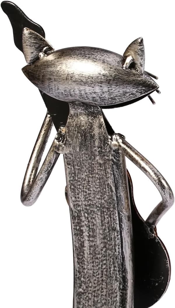 Metallskulptur katt med gitarrfigur, gåvor till Thanksgiving