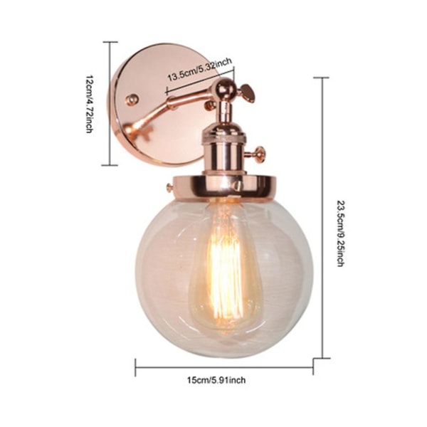Antikt Industriellt Vägglampa Globe Vägglampa - Roséguld