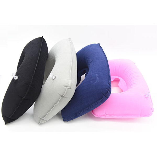 6-pak U-formet Oppustelig Rejse Nakkepude, Flocked Fabric Air