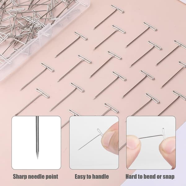 70 stycken 2 tum T-nålar med plastbox, silver
