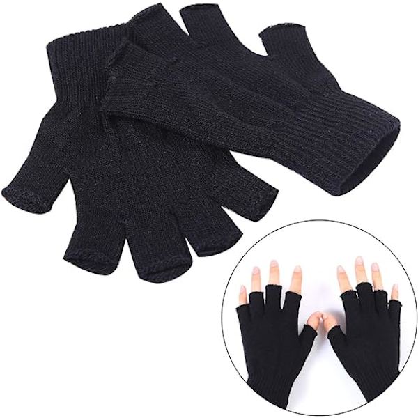 2 Par Unisex Varme Halvfingerhandsker Vinter Fingerløse Handsker