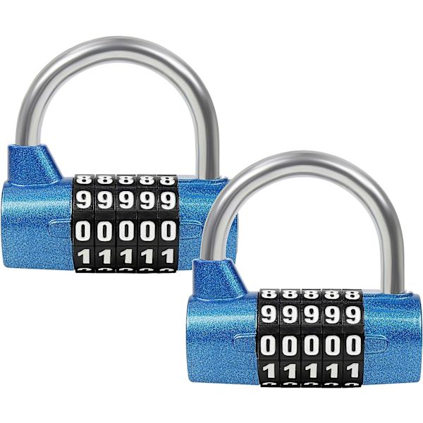 Blå 5-siffrig kodlås (2-pack) - 6,5 x 2,5 cm - Inomhus/Utomhus