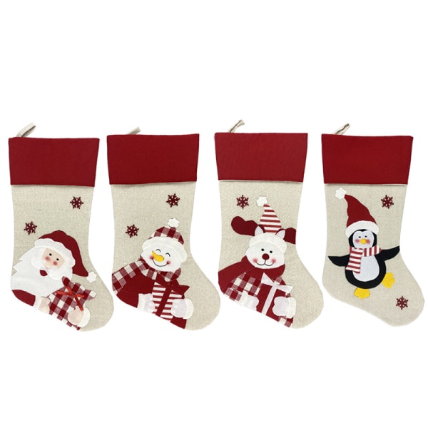 Julstrumpa 4-pack Stor Julstrumpor Personliga Strumpor