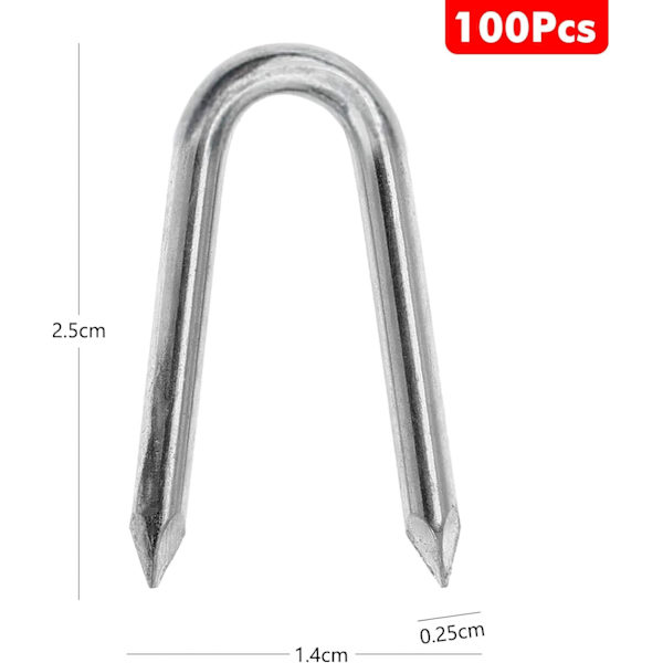 Trådnett U-spiker, 25mm Små U-spiker, Galvaniserte Stålspiker, Gjerde