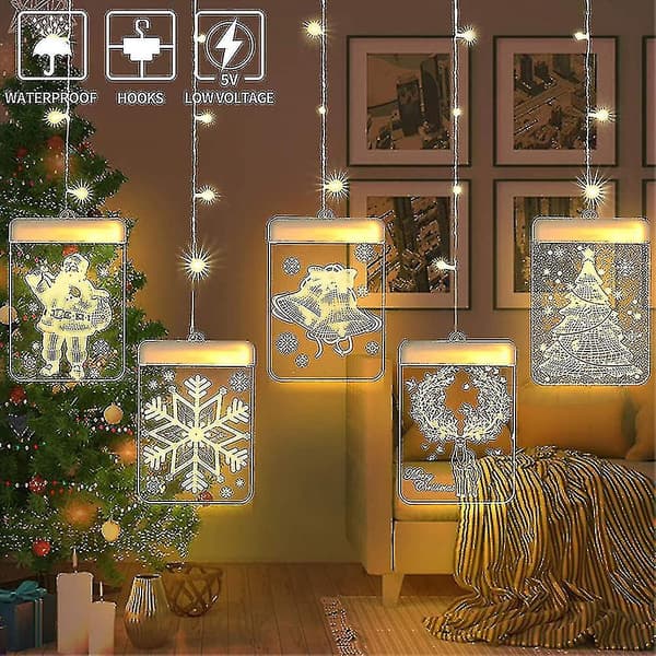 3D Hængende Lampe Julepynt LED Lysstreng Rum Dekoration
