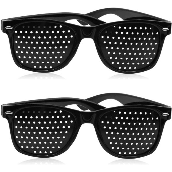2-pak Pinhole-briller til forbedret syn, sort unisex,A