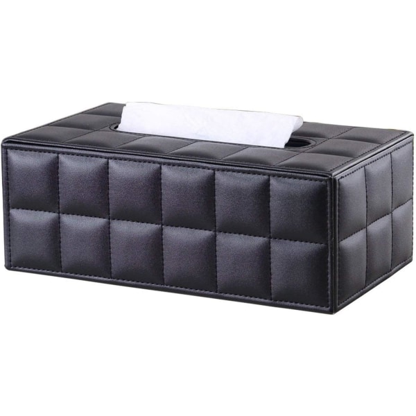 Boîte à Mouchoir Rectangulaire en Cuir (noir grand) DXGHC