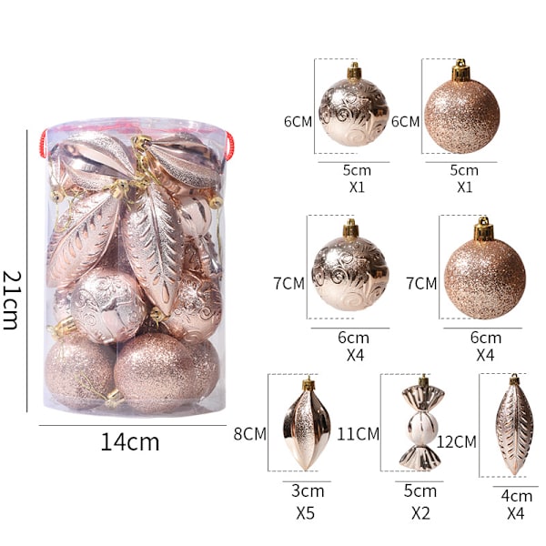 21 stk Juletrær Ornament Kuler - Glitter Dekorert Julekule 3