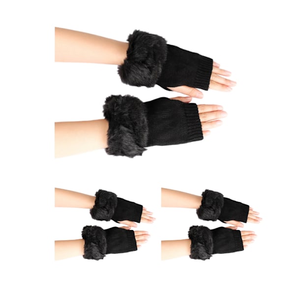 3 Par Fårskinnsvantar Nya Stickade Ullvantar Öppna Fingrar Halv Finger