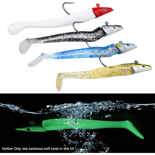 5 stykker sjøfiske agn, 11 cm myke fiske agn med T-
