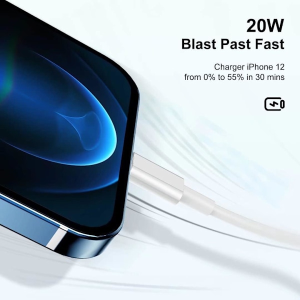 iPhone-nopea lataus 27W seinälaturipistokkeella ja USB-C - Lightning-kaapelilla 1,8 metriä, tyypin C latauslohko