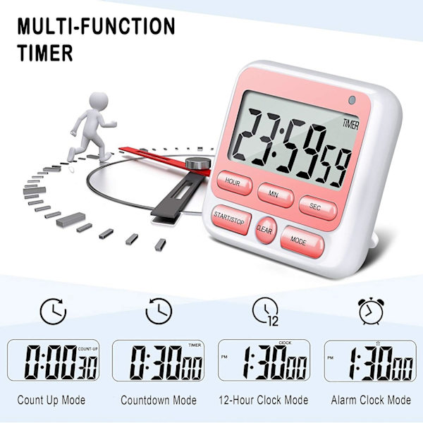 Digital Köktimer med Tyst/Hög Larmknapp På/Av-knapp,