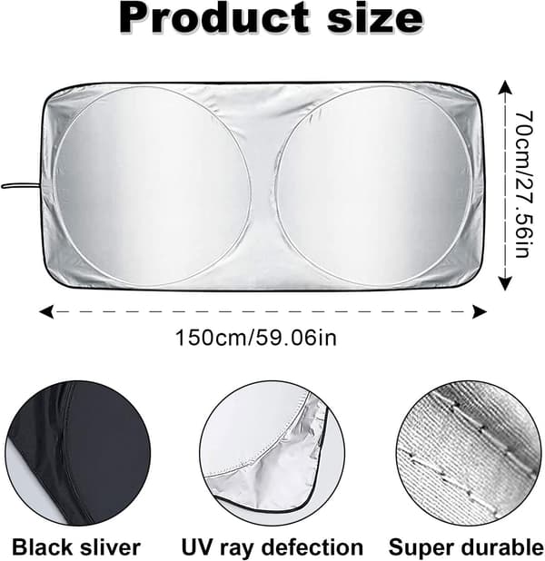 Basics Vikbar UV-Solskydd för Vindruta 150 x 69 cm Tjock