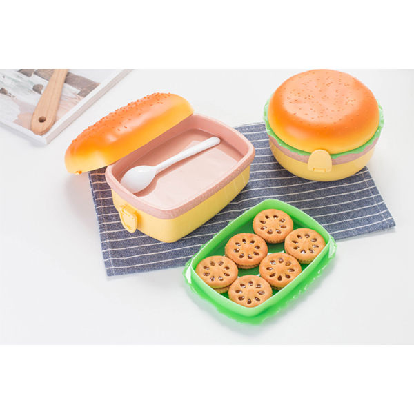 1 Styck Söt Rektangulär Hamburgare Lunchlåda för Studenter Mikrovågsugn Lunch B