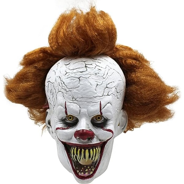 Halloween maske Skræmmende skræmmende penny Smart Clown hel ansigts paryk Hea