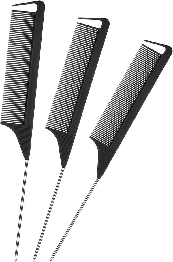 3-pack Fläta Delningskam Rattsvans Kam Stål Stift Kolfiber DXGHC