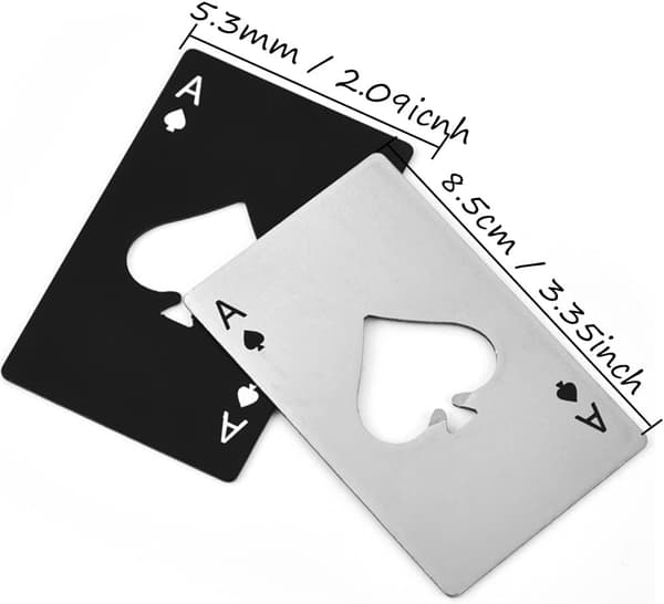 10 stk. Ølbååbner, Poker Flaskeåbner, Rustfrit Stål