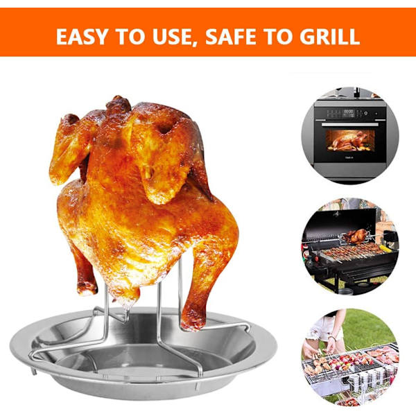 BBQ Vertikal Kyllingeholder i Rustfrit Stål - Foldbar og Chic