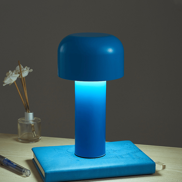 Bærbar trådløs berøringsladbare skrivebordslampe USB, blå