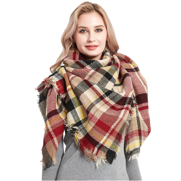 Dam Scarf Höst Vinter Klassisk Fransar Rutiga Scarf Varma Mjuk Ch