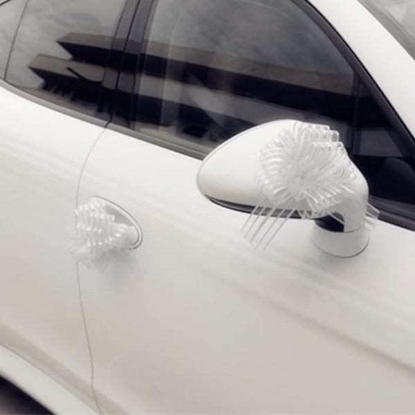 Dragbåge, Stor, Organza, 15 cm, 20 stycken (Vit)