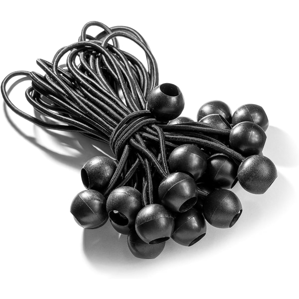 25 Professional Rubber Elastic Cords with Balls (Black 195mm) for