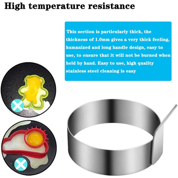 Egg Ring, 4 stk Rustfritt Omelettform Bakeform til Matlaging