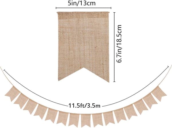 20 Burlap-bannere, dekorativ bunting perfekt til bryllupper, baby