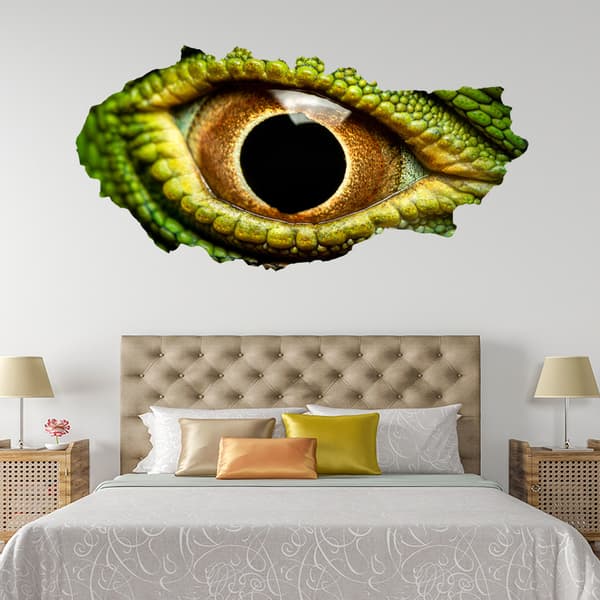 3D Broken Wall Vision Dinosaur Lizard Eyes Veggdekor