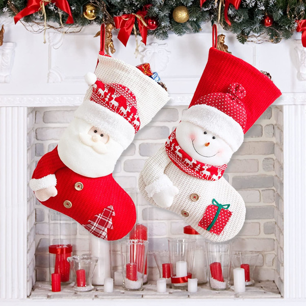 2-pakks Julegaver, 19 tommer Strikkede Store Juleromper Santa