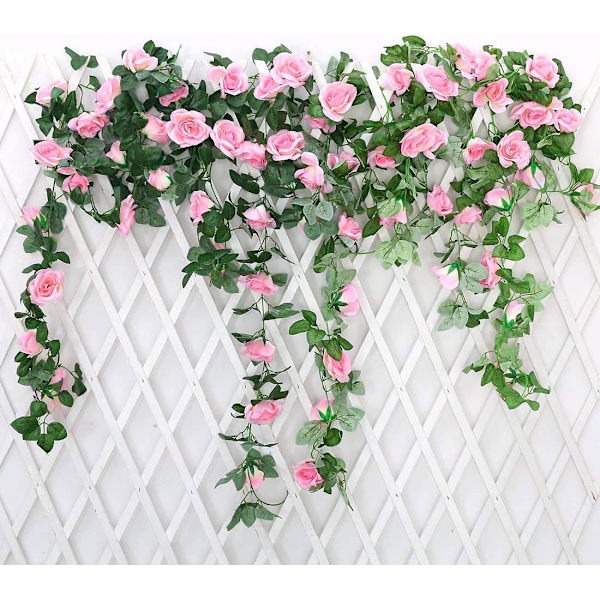2 Pak 7,2ft Kunstige Falske Rose Girlander Vines Hængende Silke Flow