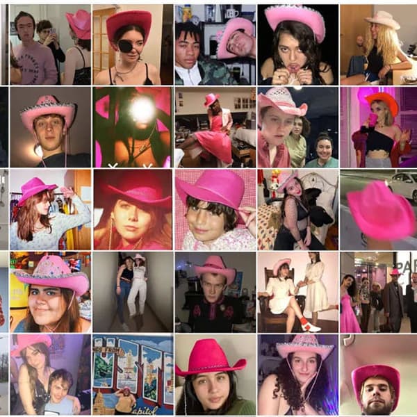 Cowboy-hattu Pink Western Cowboy Hat Feather Solid Colour Felt Hat