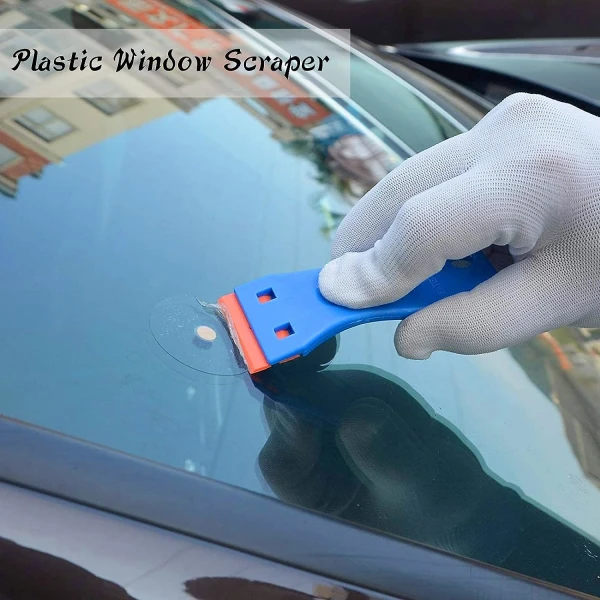 2 stk plastskraper med 100 stk plastblader, ingen skade for å fjerne lim, klistremerker, etiketter og andre gjenstander