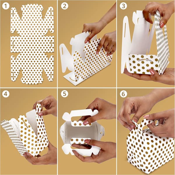Vita och guld Kraftpapper Presentaskar (Paket med 36) - 16 x 11.