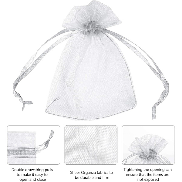 Organza Gavepose, Gennemsigtige Pose, Mesh Smykkeposer, Snørepose