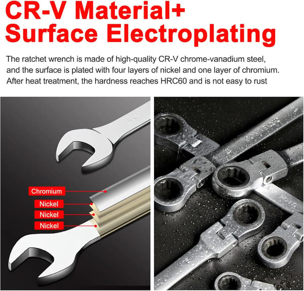 Cr-V Flade Ratsjetnøgle, 12mm Flade Nøgle, Skridsikker og Let
