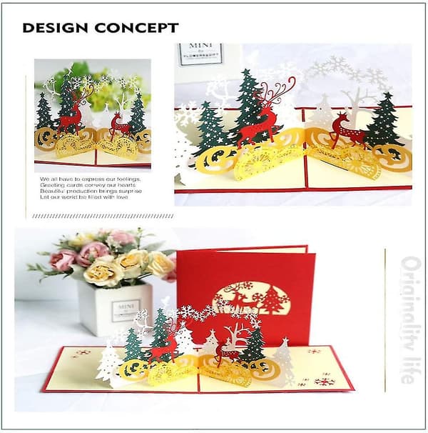 Två stycken 3D-julkort, popup-julkort, jul