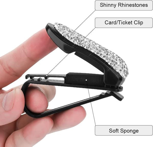 Bling Brilleglas Holder til Bilsolskærm, Mode Krystal Rhinestone DXGHC