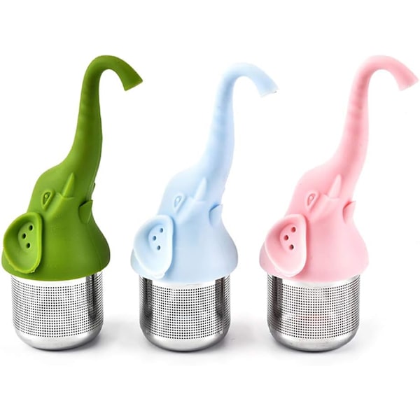 3 Pak Løse Blade Te-Infuser, Silikon Dyr Elefant, Rustfrit