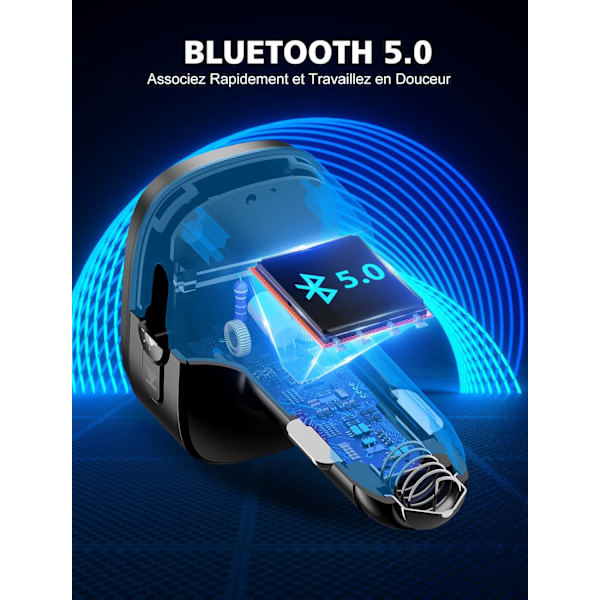 Bluetooth 5.0, QC3.0 & PD 18W USB C Bluetooth-bilsender med 9 RGB-baggrundsbelysning, Bluetooth-bilsender der understøtter h