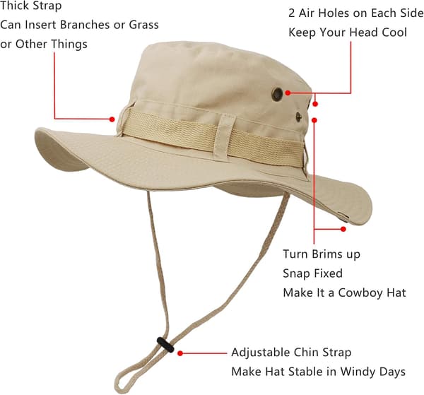 Solhatt med bred brem, dobbelt lag, klassisk militær stil