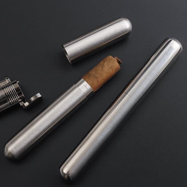 Cigar Etui Rør, 2 Pak Portable Rustfrit Stål Cigaræske, Unik