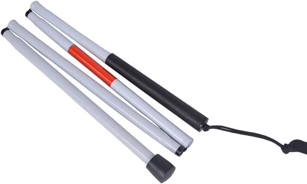 4-delt Foldbar Blind Cane Reflekterende Rød Foldbar Vandrestok