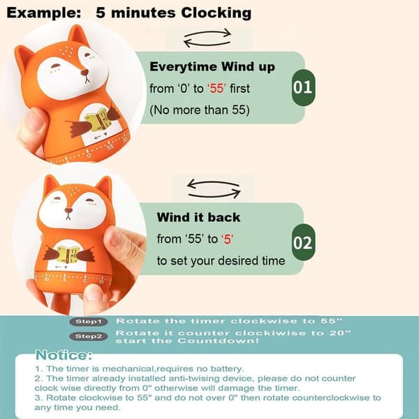 Rød Dollar Mekanisk Køkken Timer, 60-Minutters Optræknings-Dial Rotation