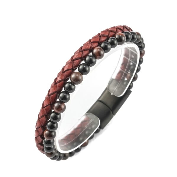 Fashion woven leather stainless steel men's bracelet Natural  DXGHC