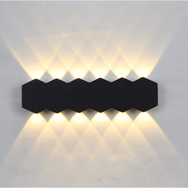 Sisätilojen LED-seinävalaisin 12W Musta Moderni Lamppu, Ylös Alas Spot Alumiini